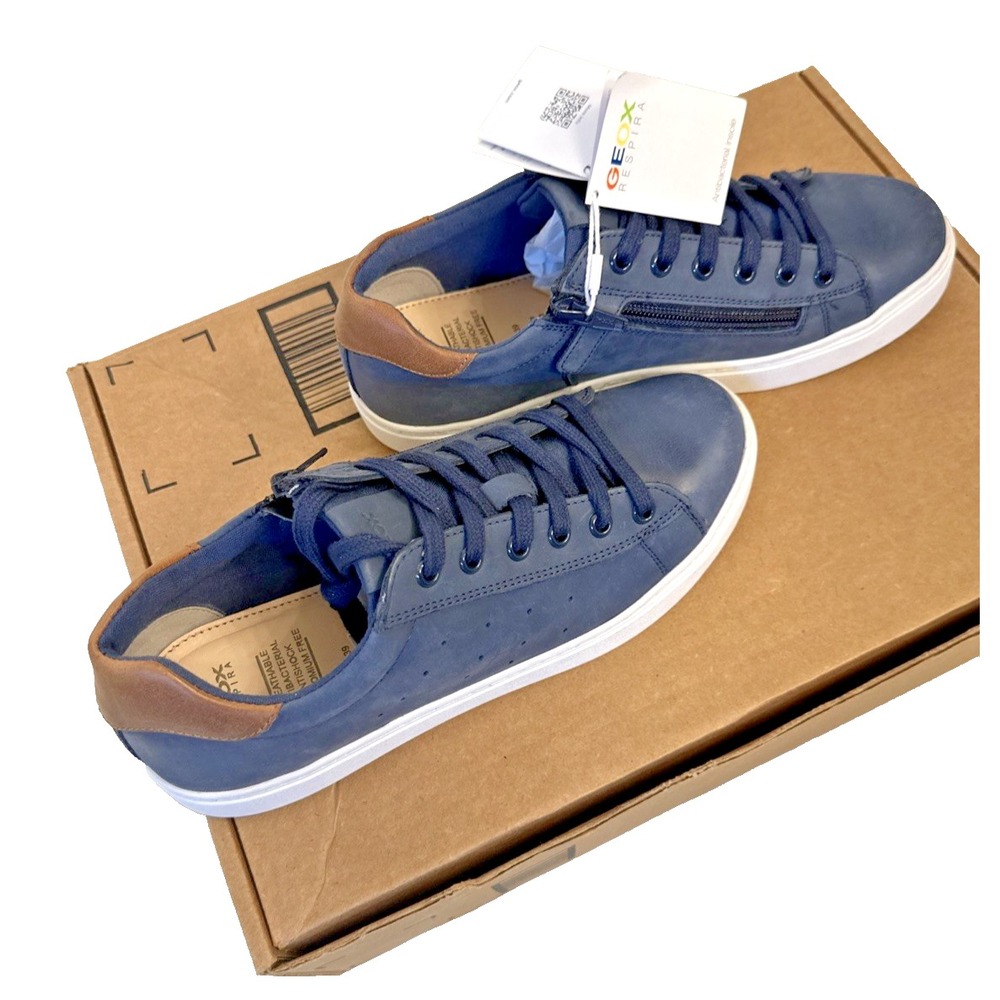 Geox Respira Size 39/US M6W8 Nashik Perforated Laced Leather Sneaker Blue‎